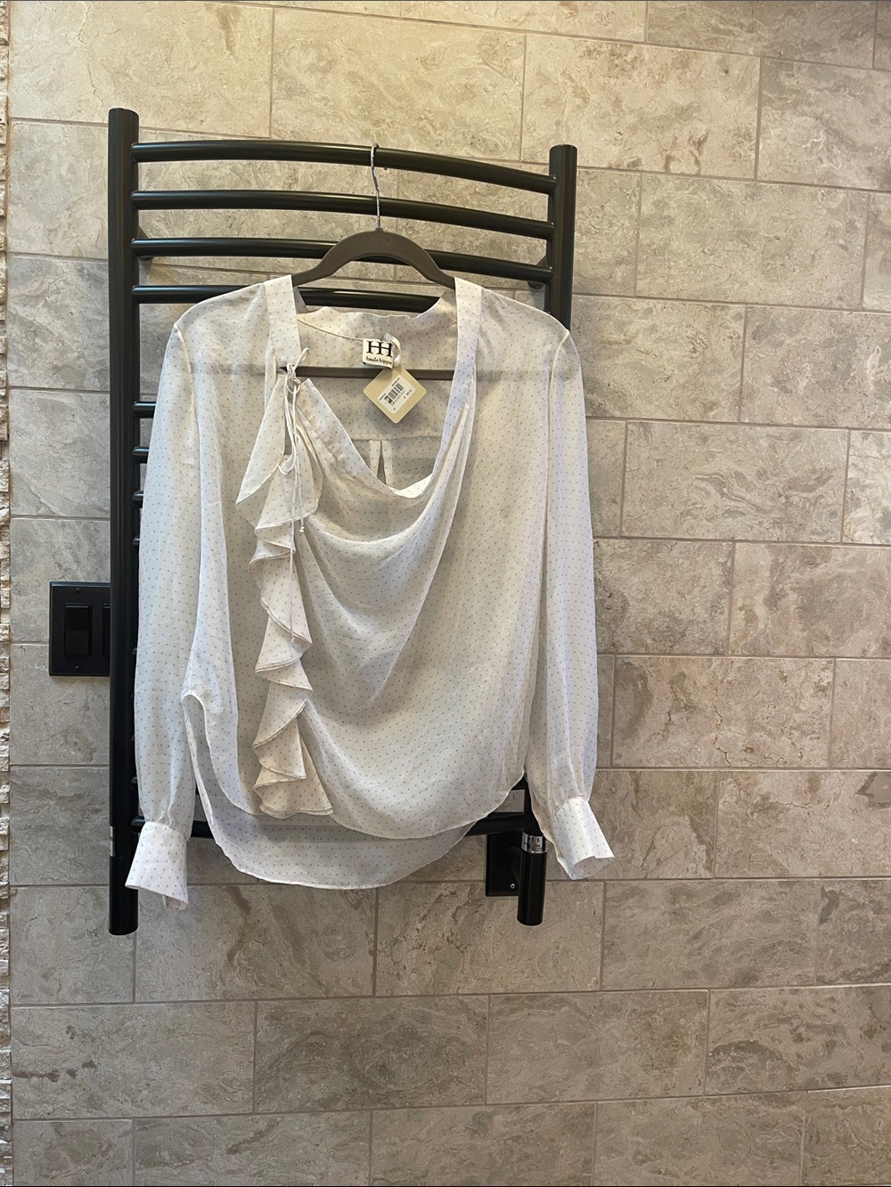 Haute Hippie Cream Ruffle Drape Blouse